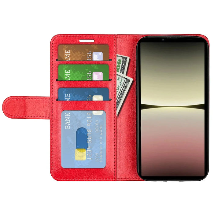 For Sony Xperia 10 V Leather Wallet Flip Cover Crazy Horse Texture Stand Phone Case with TPU Inner Shell - Red - 2