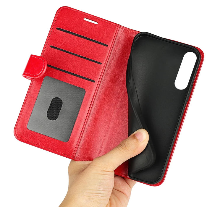 For Sony Xperia 10 V Leather Wallet Flip Cover Crazy Horse Texture Stand Phone Case with TPU Inner Shell - Red - 4