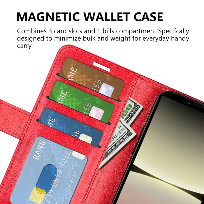 For Sony Xperia 10 V Leather Wallet Flip Cover Crazy Horse Texture Stand Phone Case with TPU Inner Shell - Red - 5