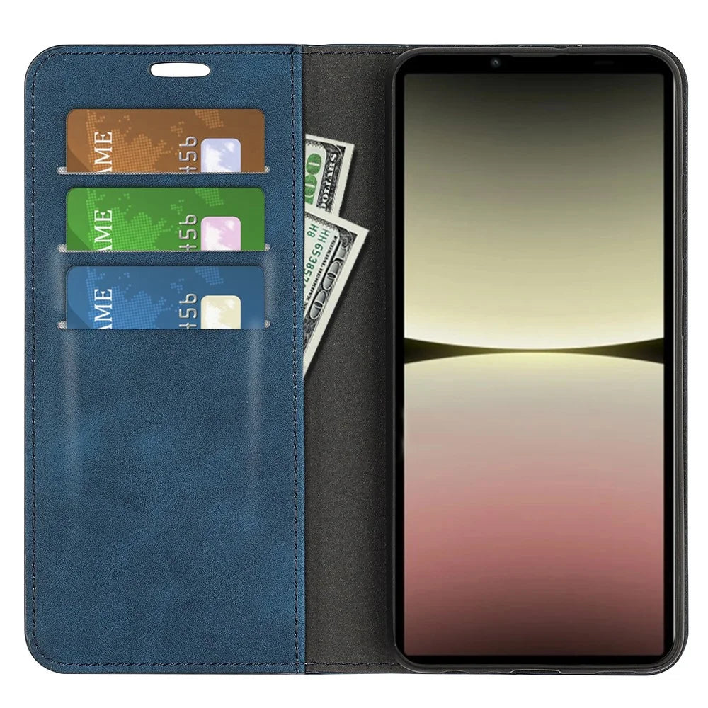 Protective Case for Sony Xperia 10 V Skin-touch Leather Phone Case Stand Wallet Phone Cover - Blue - 2