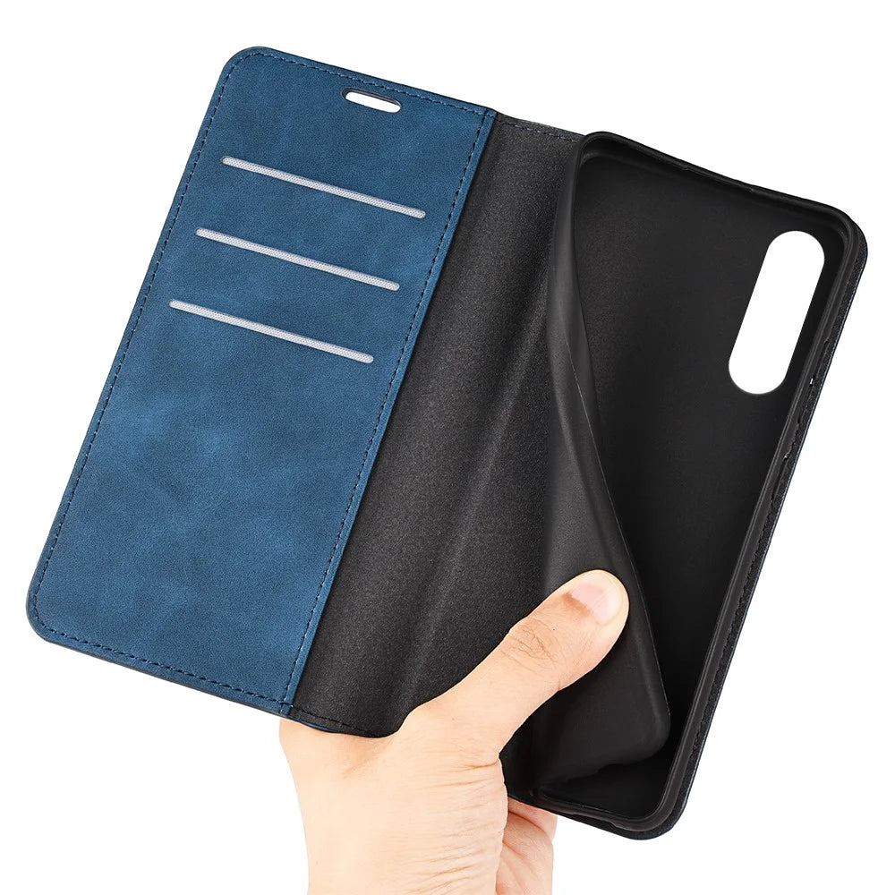 Protective Case for Sony Xperia 10 V Skin-touch Leather Phone Case Stand Wallet Phone Cover - Blue - 4