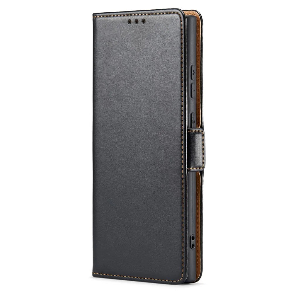 FIERRE SHANN for Samsung Galaxy S23 Ultra Cell Phone Stand Case PU Leather Wallet Phone Cover - Black - 7