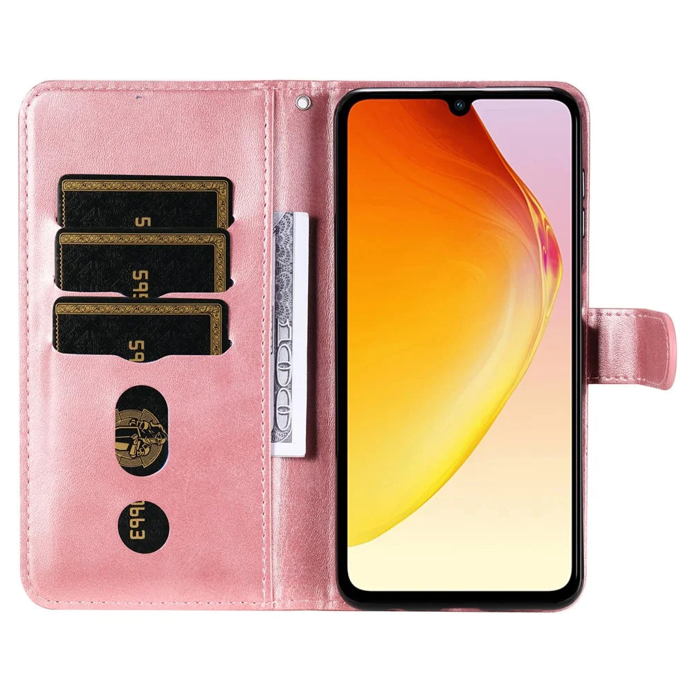 For vivo V25 5G / V25e 4G Calf Texture PU Leather Wallet Phone Case Zipper Pocket Flip Stand Cover - Pink - 2