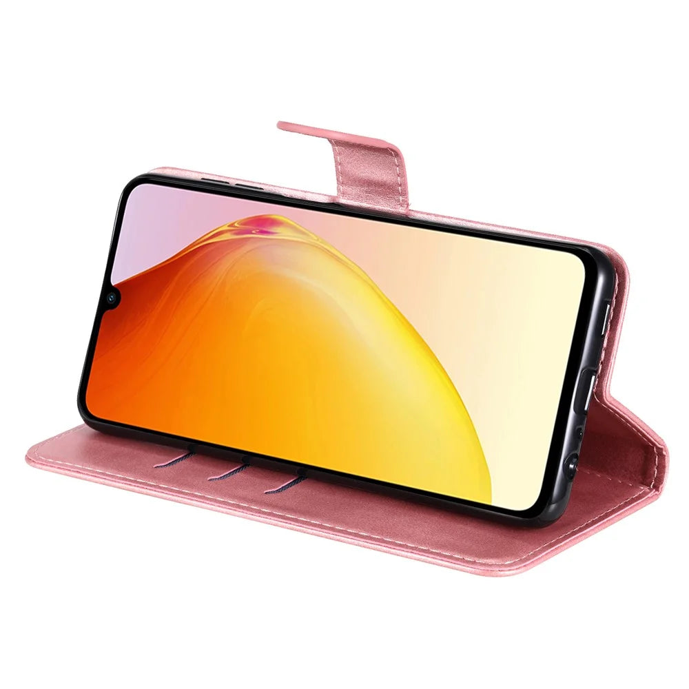 For vivo V25 5G / V25e 4G Calf Texture PU Leather Wallet Phone Case Zipper Pocket Flip Stand Cover - Pink - 3