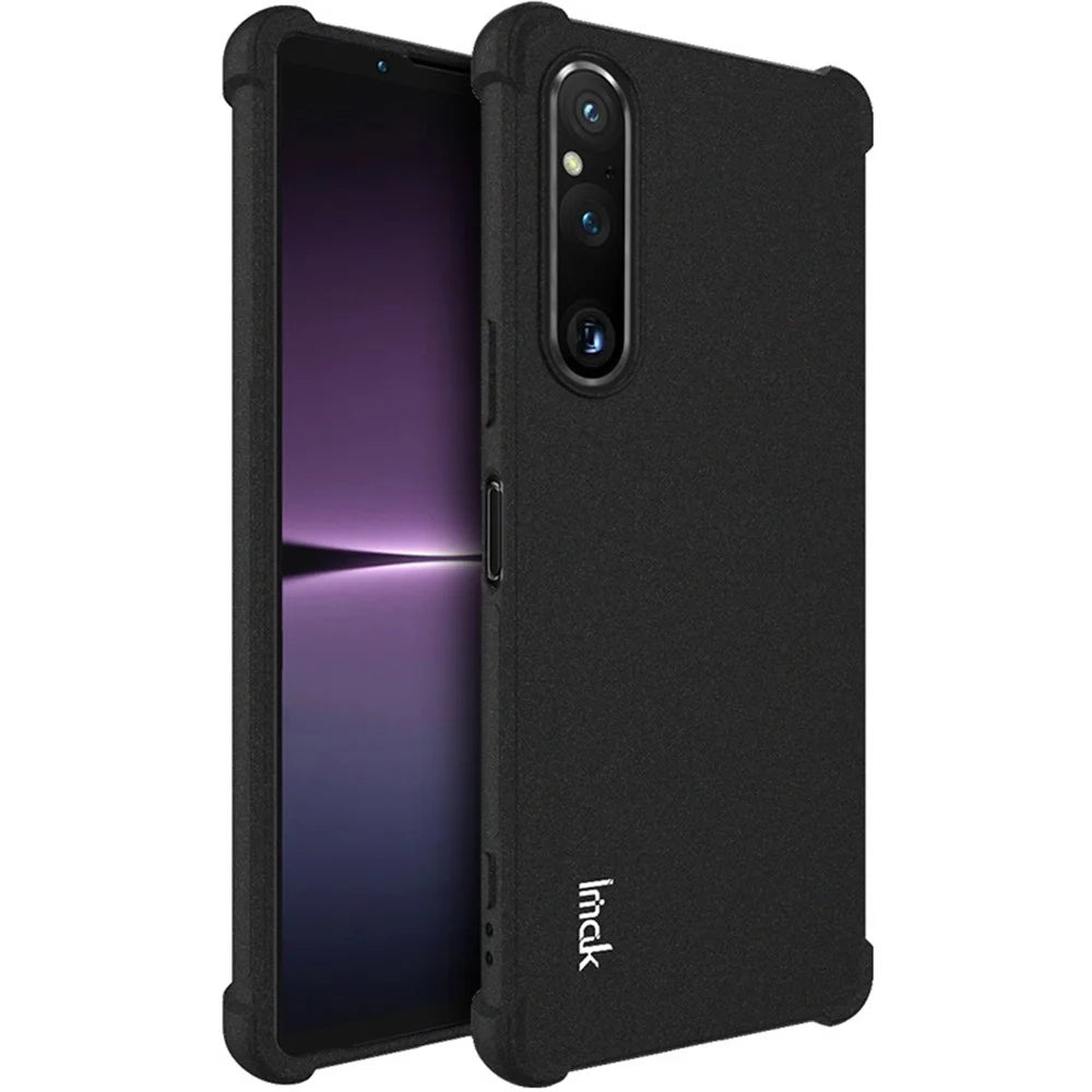 IMAK For Sony Xperia 1 V Mobile Phone Case Four Corners Airbag Drop-proof TPU Matte Phone Cover - Black - 1