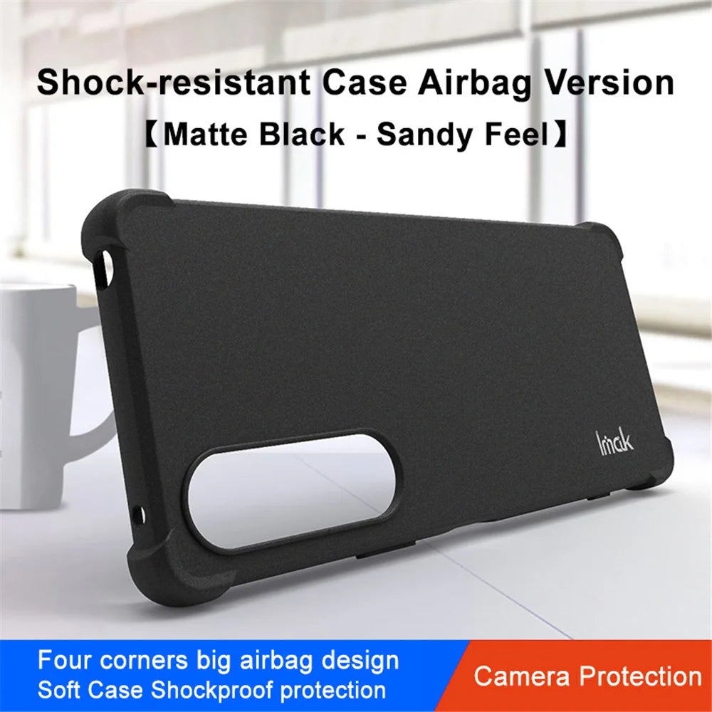 IMAK For Sony Xperia 1 V Mobile Phone Case Four Corners Airbag Drop-proof TPU Matte Phone Cover - Black - 2