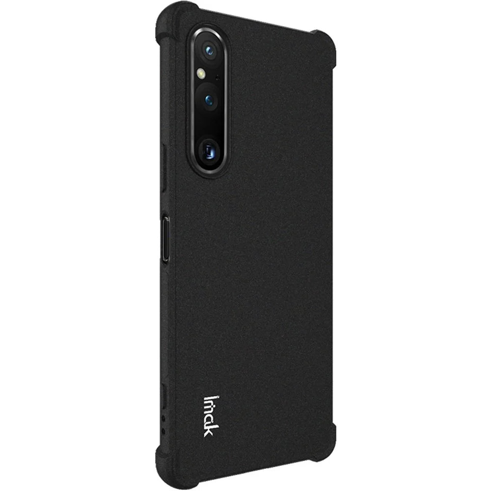 IMAK For Sony Xperia 1 V Mobile Phone Case Four Corners Airbag Drop-proof TPU Matte Phone Cover - Black - 3