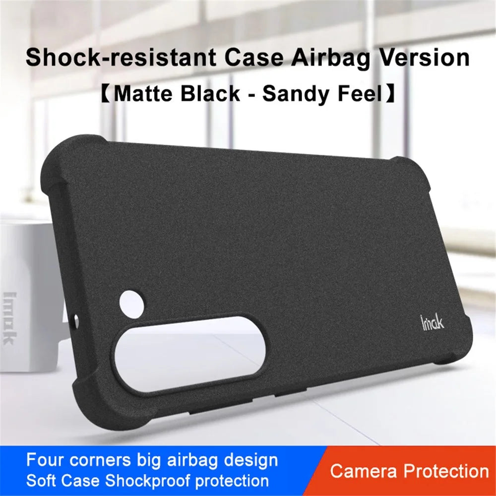 IMAK Mobile Phone Shell for Samsung Galaxy S23+ , Anti-Drop Four Corners Airbag TPU Matte Phone Case Cover - Black - 2