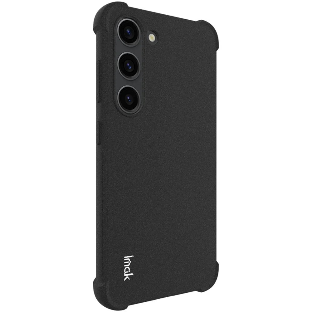 IMAK Mobile Phone Shell for Samsung Galaxy S23+ , Anti-Drop Four Corners Airbag TPU Matte Phone Case Cover - Black - 3