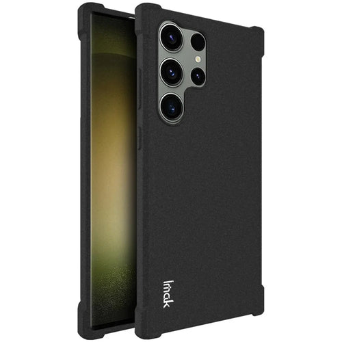 IMAK For Samsung Galaxy S23 Ultra Anti-Fingerprint Mobile Phone Case Four Corners Airbag TPU Matte Cover - Black - 1