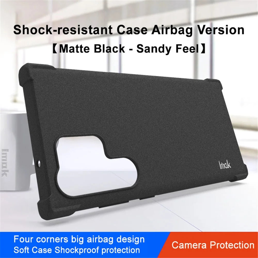IMAK For Samsung Galaxy S23 Ultra Anti-Fingerprint Mobile Phone Case Four Corners Airbag TPU Matte Cover - Black - 2