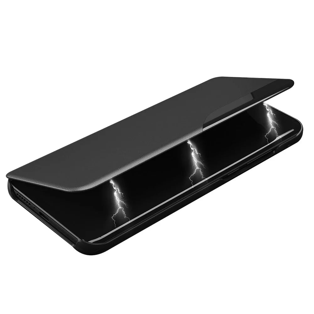 For Samsung Galaxy A34 5G Case View Window PU Leather Stand Cover - Black - 3