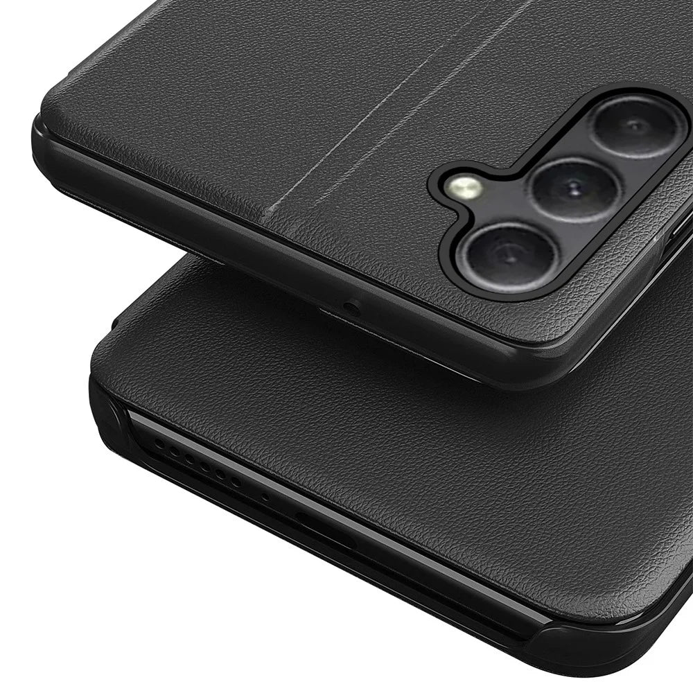 For Samsung Galaxy A34 5G Case View Window PU Leather Stand Cover - Black - 4