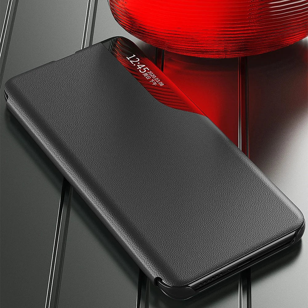 For Samsung Galaxy A34 5G Case View Window PU Leather Stand Cover - Black - 5