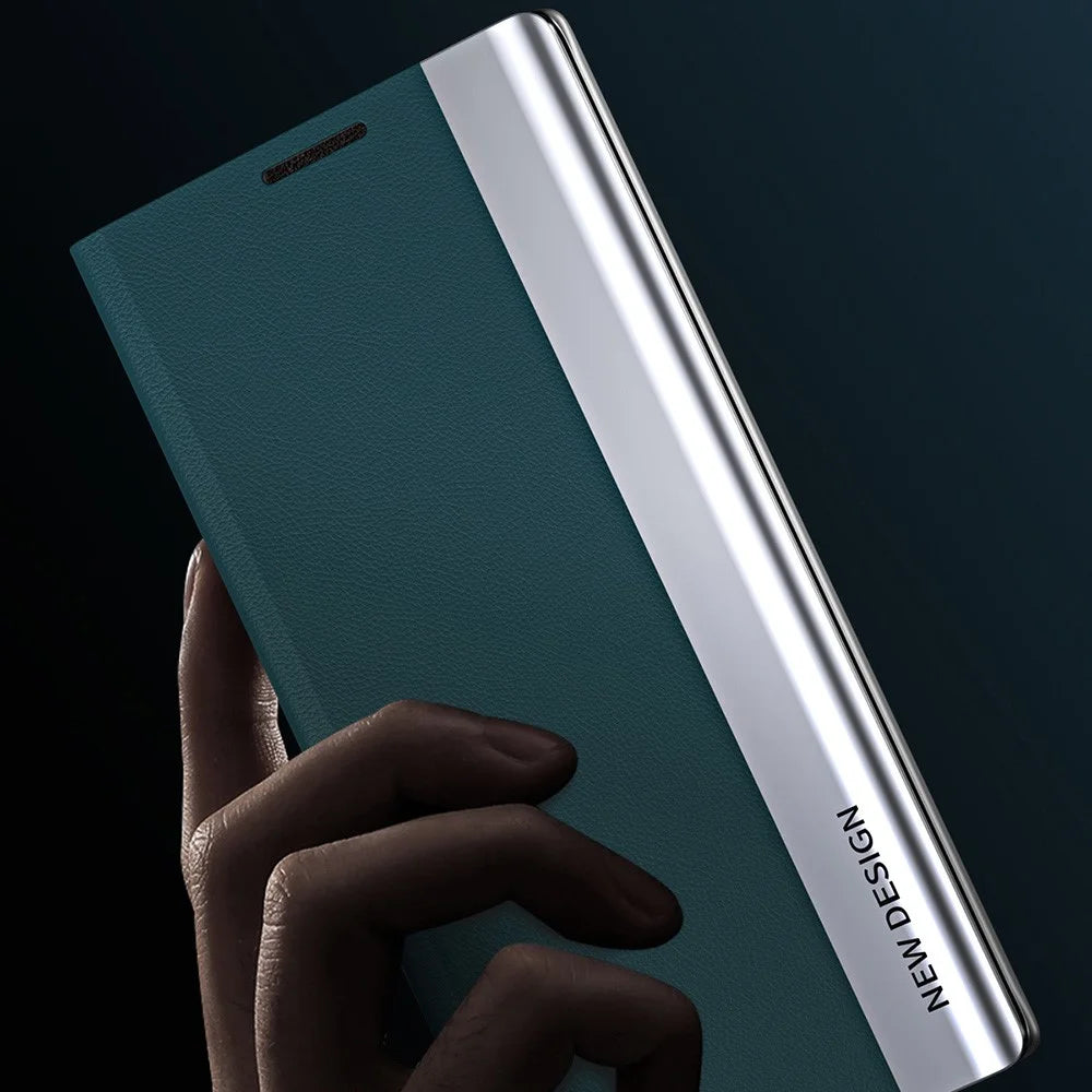 For Samsung Galaxy A34 5G Electroplating Phone Case PU Leather Flip Stand Phone Cover - Green - 6
