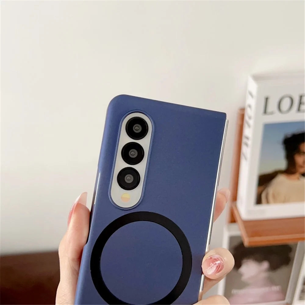 For Samsung Galaxy Z Fold4 5G Phone Cover Skin-touch Hard PC Case Magnetic Case - Sapphire - 2