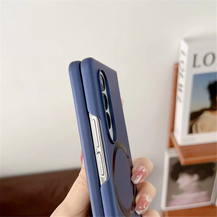 For Samsung Galaxy Z Fold3 5G Skin-touch Phone Cover Hard PC Magnetic Case - Sapphire - 3