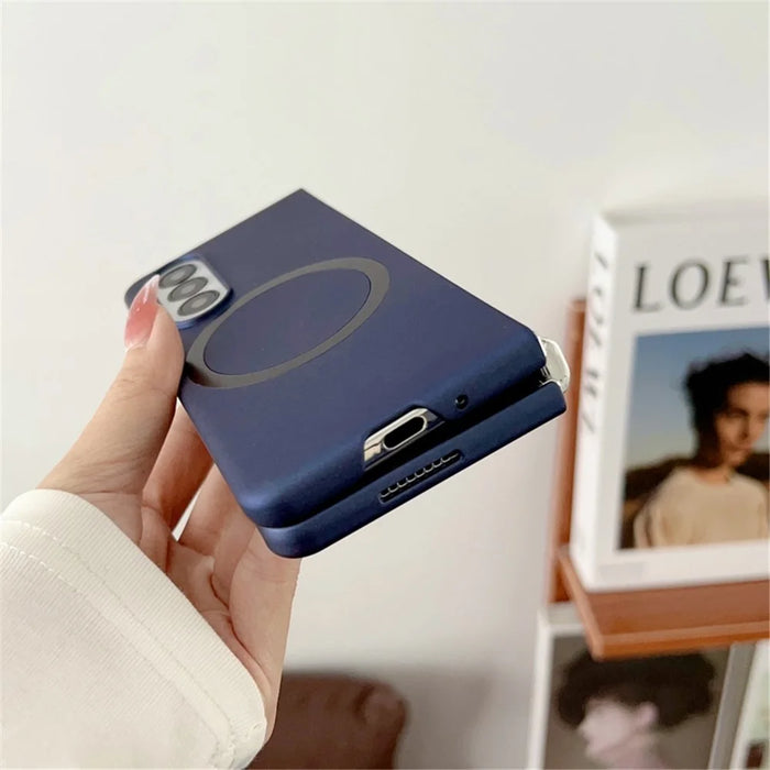 For Samsung Galaxy Z Fold3 5G Skin-touch Phone Cover Hard PC Magnetic Case - Sapphire - 4
