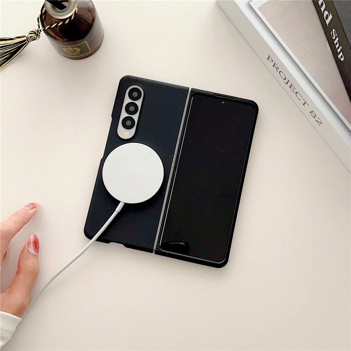 For Samsung Galaxy Z Fold3 5G Skin-touch Phone Cover Hard PC Magnetic Case - Sapphire - 6