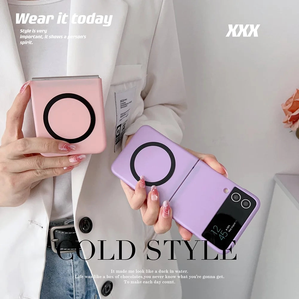 For Samsung Galaxy Z Flip4 5G Magnetic Case Phone Cover Skin-touch Hard PC Case - Pink - 2