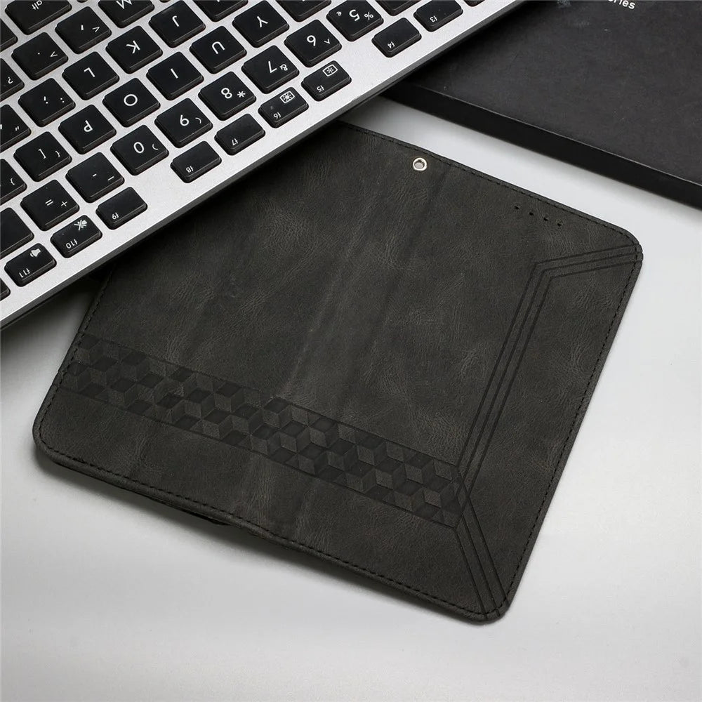 For Samsung Galaxy A14 5G / 4G Phone Case with Strap Imprint PU Leather Wallet Stand Cover - Black - 7