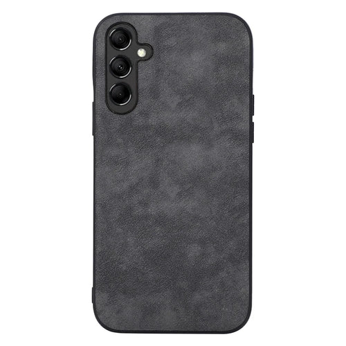For Samsung Galaxy A24 4G (162.1 x 77.6 x 8.3mm) Phone Case Textured PU Leather Coated PC+TPU Protector Cover - Black - 1