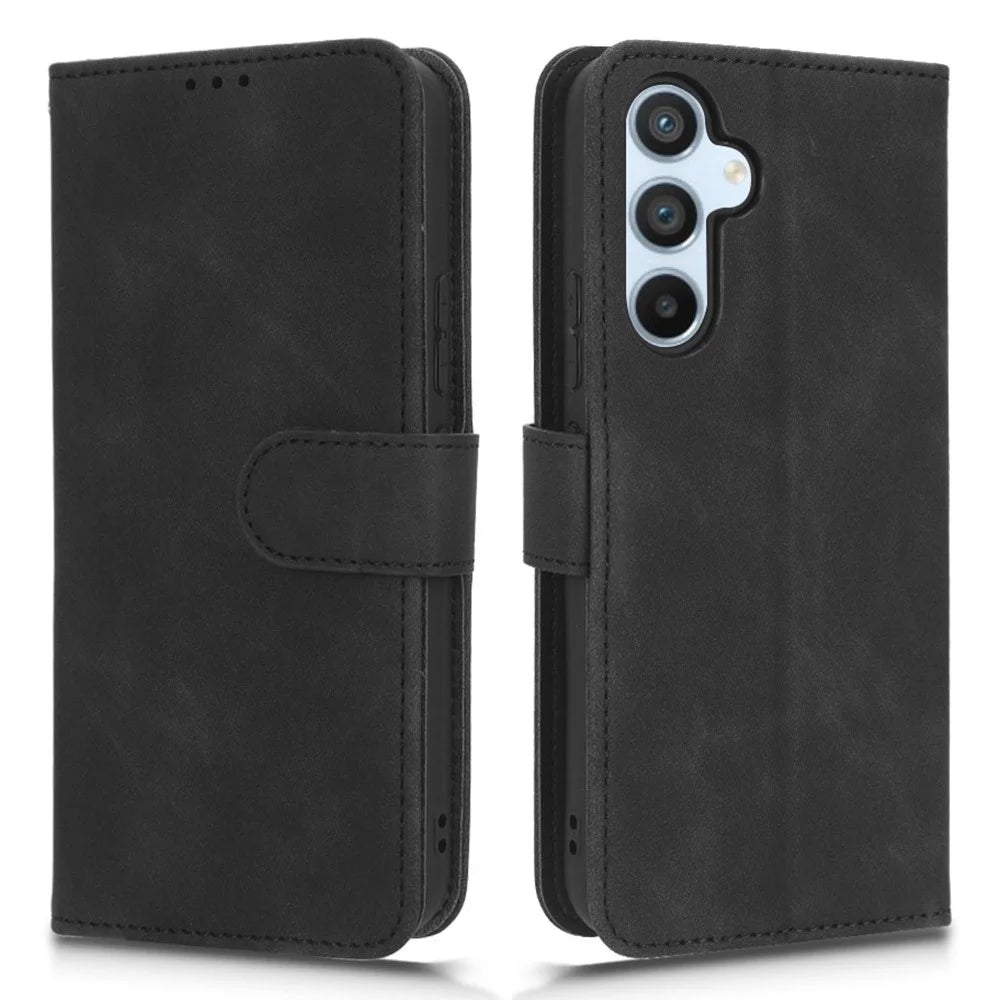 For Samsung Galaxy M14 5G Leather Stand Wallet Mobile Case Shockproof Phone Cover - Black - 1