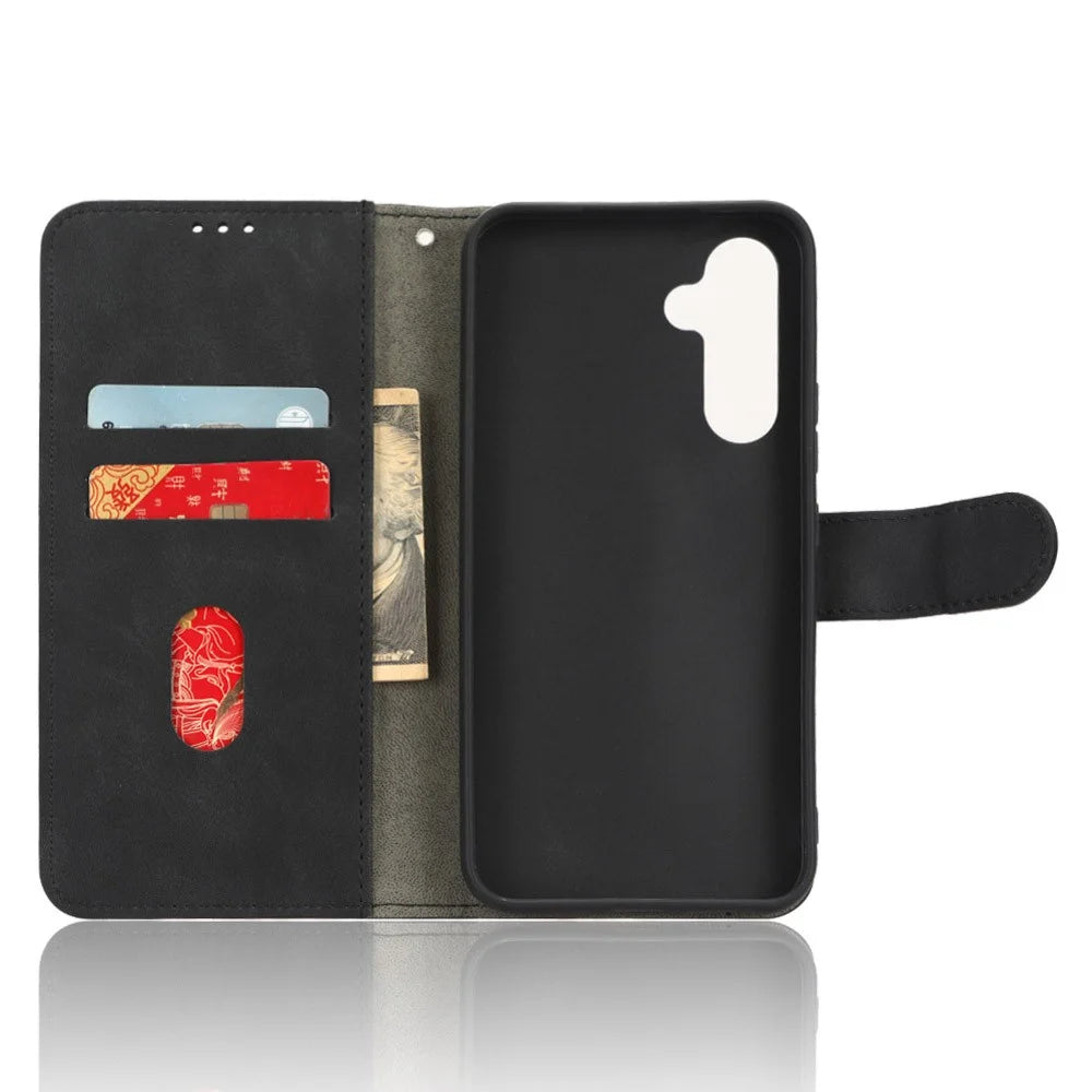 For Samsung Galaxy M14 5G Leather Stand Wallet Mobile Case Shockproof Phone Cover - Black - 4