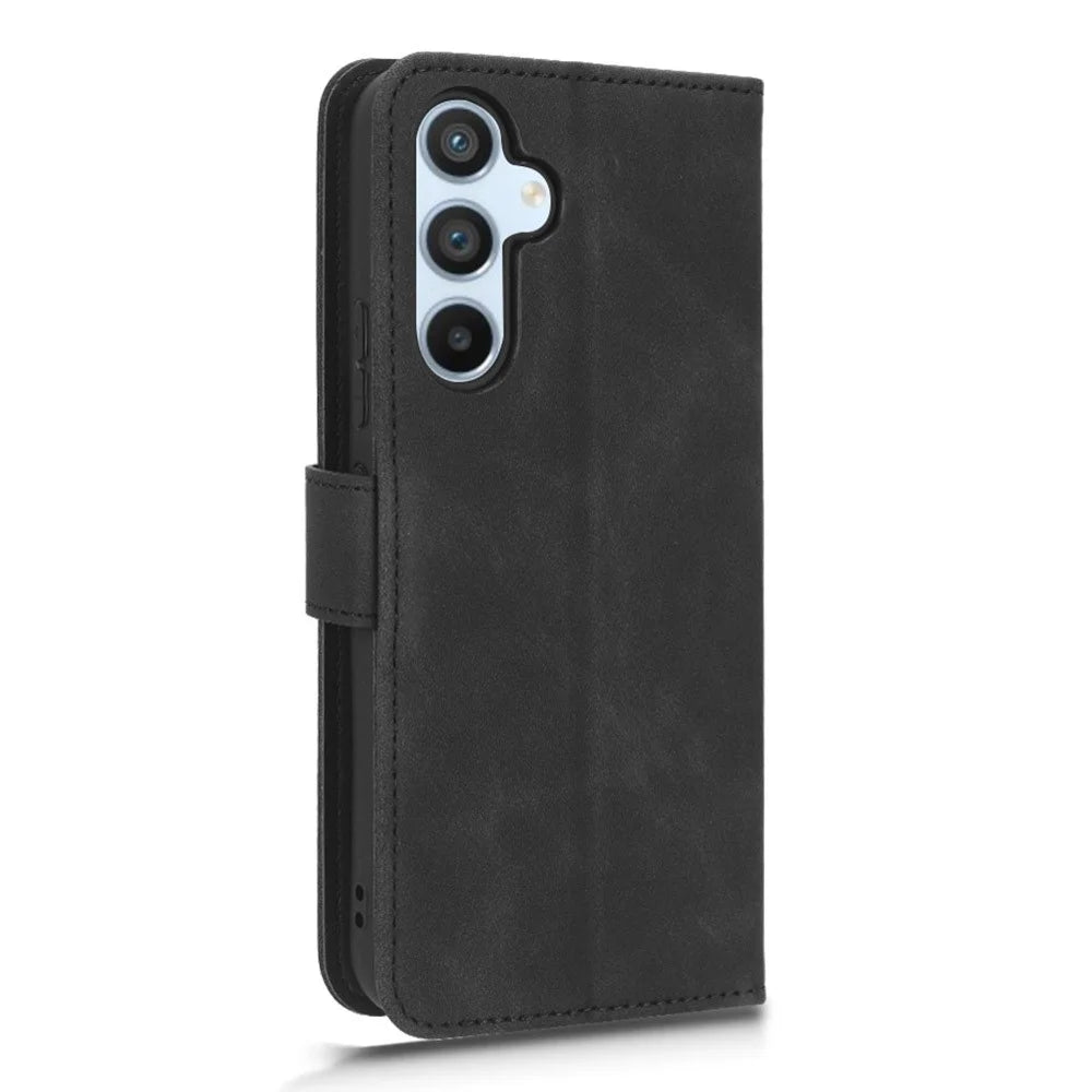For Samsung Galaxy M14 5G Leather Stand Wallet Mobile Case Shockproof Phone Cover - Black - 5