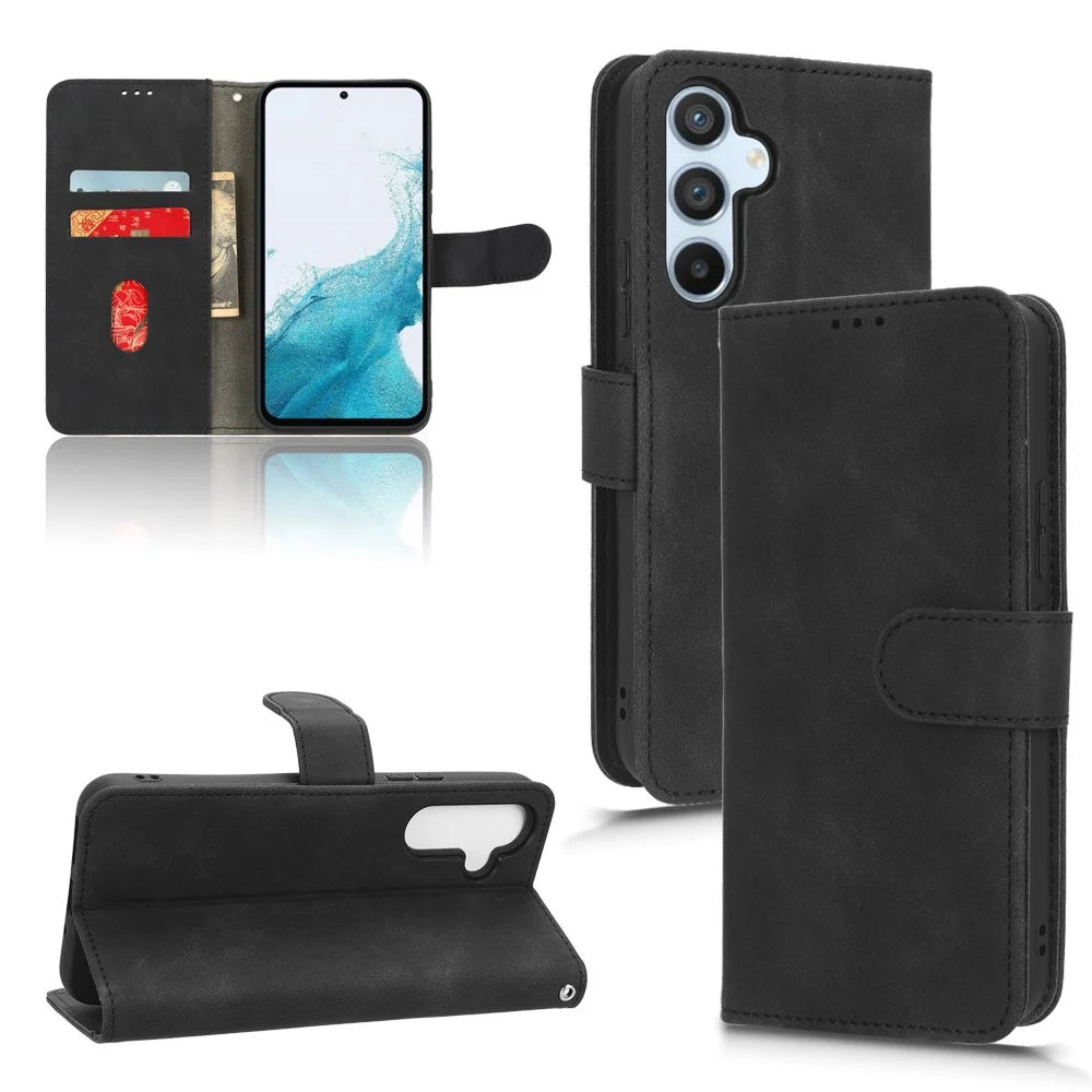 For Samsung Galaxy M14 5G Leather Stand Wallet Mobile Case Shockproof Phone Cover - Black - 7