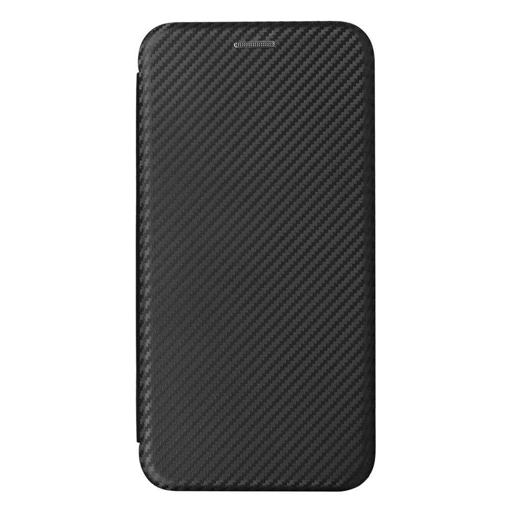 For Samsung Galaxy M14 5G Leather Anti-drop Cover Carbon Fiber Texture Phone Stand Case with Card Holder - Black - 7