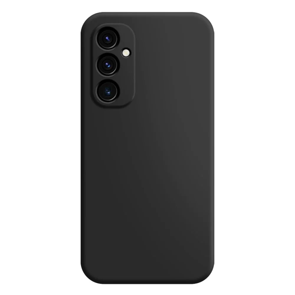 For Samsung Galaxy A14 5G / A14 4G Rubberized TPU Straight Edge Phone Case Soft Anti-Scratch Fiber Lining Protective Cover - Black - 1