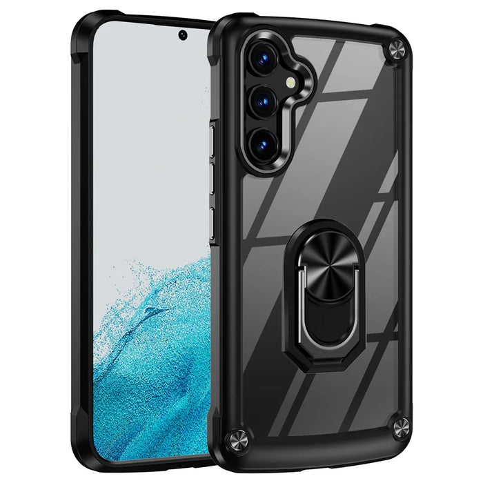 For Samsung Galaxy A54 5G Ring Kickstand Phone Case Alloy Lens Frame PC + TPU Protective Cover - Black - 2