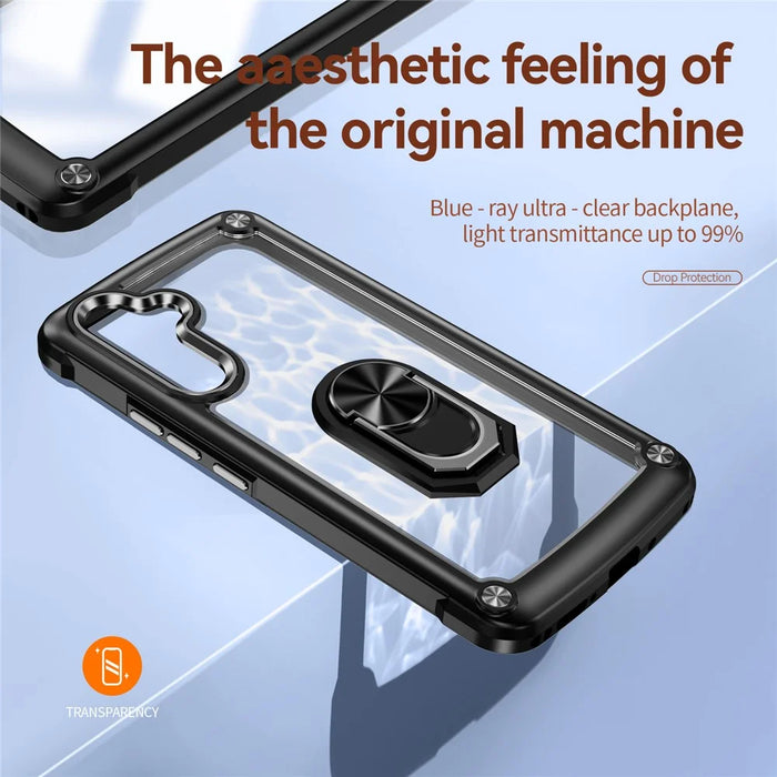 For Samsung Galaxy A54 5G Ring Kickstand Phone Case Alloy Lens Frame PC + TPU Protective Cover - Black - 7