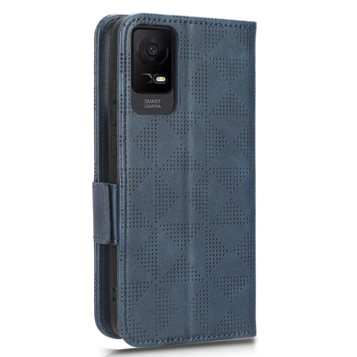 For TCL Ion X Leather Phone Case Wallet Stand Imprinted Triangle Anti-Drop Phone Cover - Blue - 7