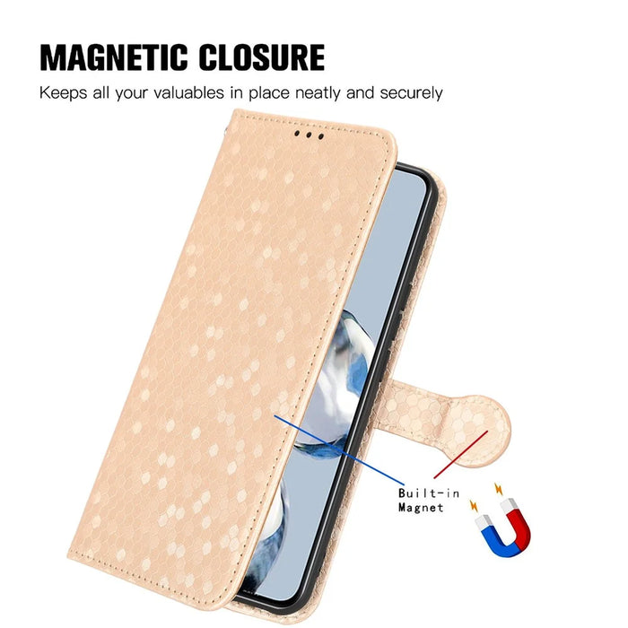 For TCL Ion X PU Leather Stand Wallet Phone Case Dot Pattern Imprinted Smartphone Cover - Rose Gold - 4