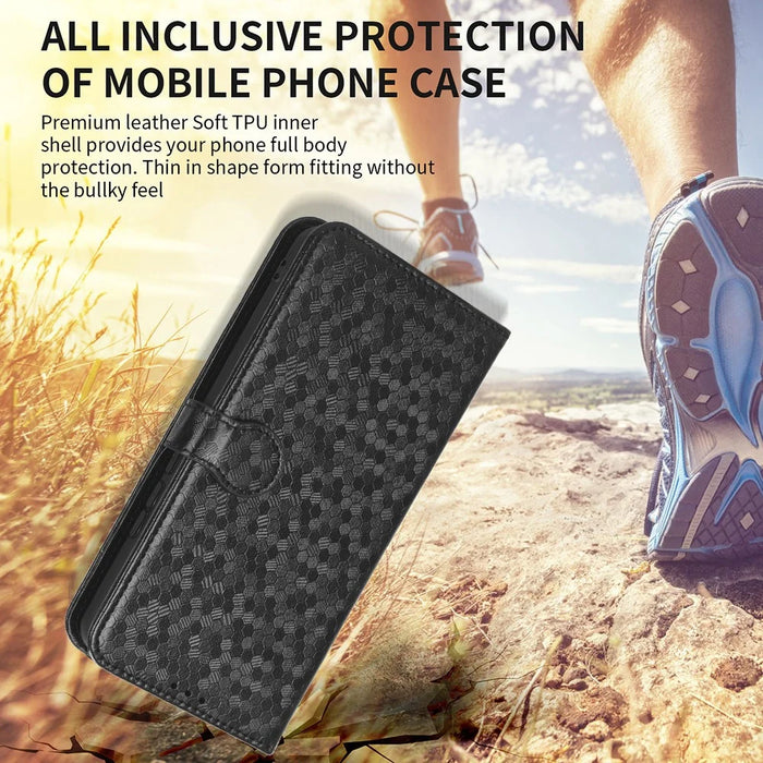 For TCL Ion X PU Leather Stand Wallet Phone Case Dot Pattern Imprinted Smartphone Cover - Rose Gold - 5
