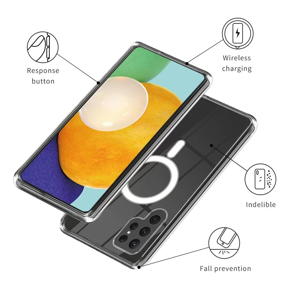 For Samsung Galaxy S23 Ultra Acrylic TPU Smartphone Case Magnetic Case Anti-Drop Phone Cover - 6