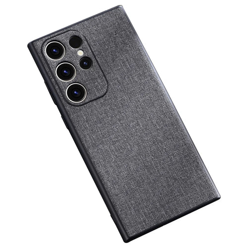 For Samsung Galaxy S23 Ultra Anti-scratch Mobile Case Cloth Texture TPU Phone Cover - Grey - 1