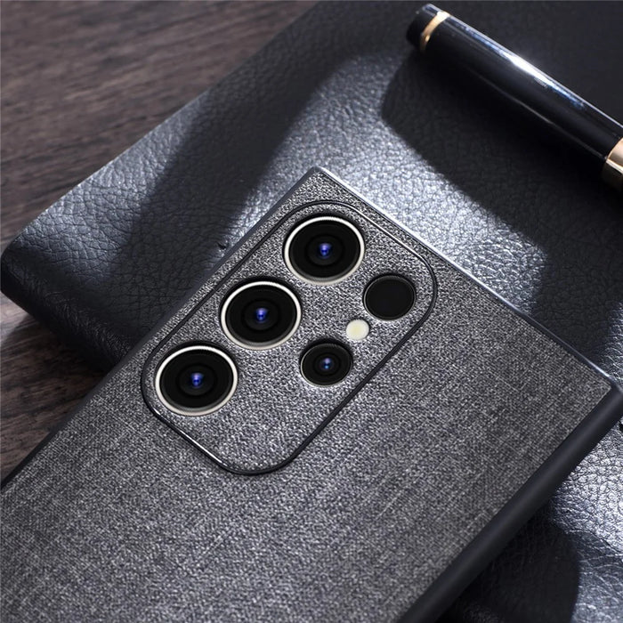 For Samsung Galaxy S23 Ultra Anti-scratch Mobile Case Cloth Texture TPU Phone Cover - Grey - 2