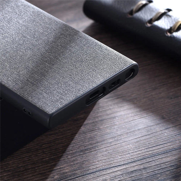 For Samsung Galaxy S23 Ultra Anti-scratch Mobile Case Cloth Texture TPU Phone Cover - Grey - 4