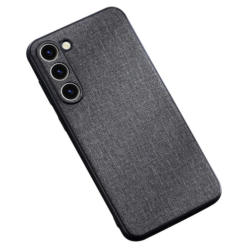 For Samsung Galaxy S23+ Cloth Texture TPU Back Cover Anti-drop Mobile Phone Case - Grey - 1