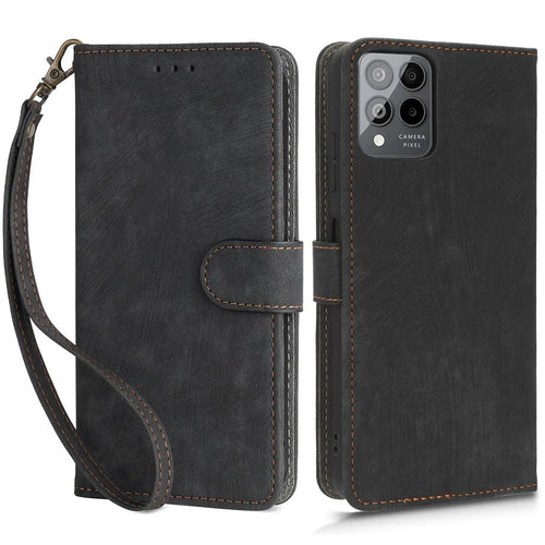 For T-Mobile Revvl 6 Pro 5G / T Phone Pro 5G / Telekom T Phone Pro 5G Phone Case RFID Blocking Wallet Stand Leather Cover with Strap - Black - 1