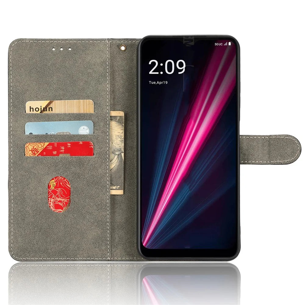 For T-Mobile Revvl 6 Pro 5G / T Phone Pro 5G / Telekom T Phone Pro 5G Phone Case RFID Blocking Wallet Stand Leather Cover with Strap - Black - 2