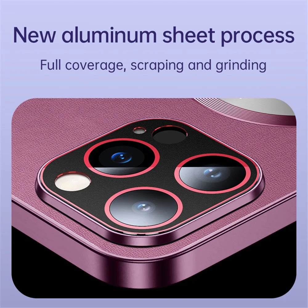 RH05 Shockproof Cover for iPhone 14 Pro Max Magnetic Case Soft TPU PC PU Leather Coated Phone Shell - Purple - 5