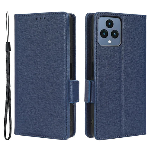 For T-Mobile REVVL 6 5G / T Phone 5G / Telekom T Phone 5G Leather Phone Case Wallet Litchi Texture Phone Stand Cover - Dark Blue - 1