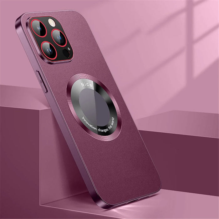 RH05 Magnetic Phone Shell for iPhone 14 Pro Case Soft TPU PC PU Leather Coated Phone Cover - Purple - 2