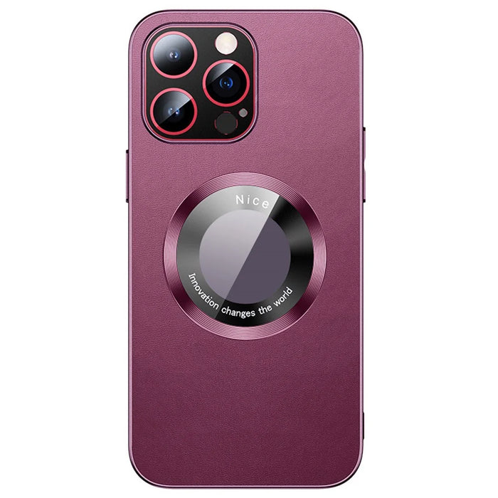 RH05 Magnetic Phone Shell for iPhone 14 Pro Case Soft TPU PC PU Leather Coated Phone Cover - Purple - 3
