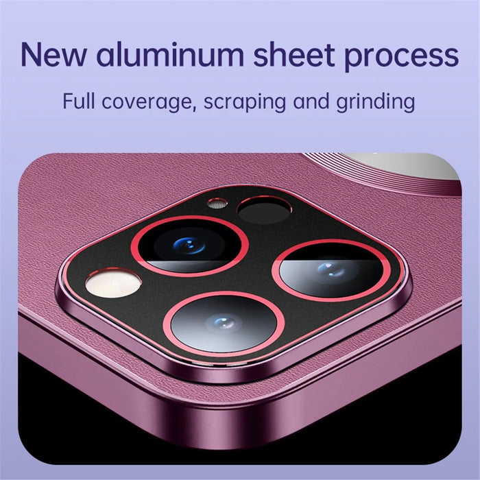 RH05 Magnetic Phone Shell for iPhone 14 Pro Case Soft TPU PC PU Leather Coated Phone Cover - Purple - 5