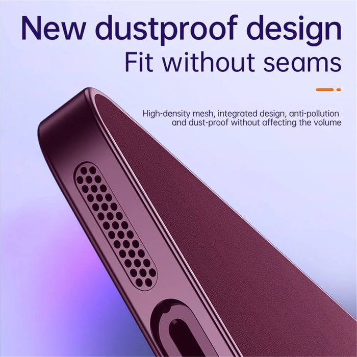 RH05 Magnetic Phone Shell for iPhone 14 Pro Case Soft TPU PC PU Leather Coated Phone Cover - Purple - 6
